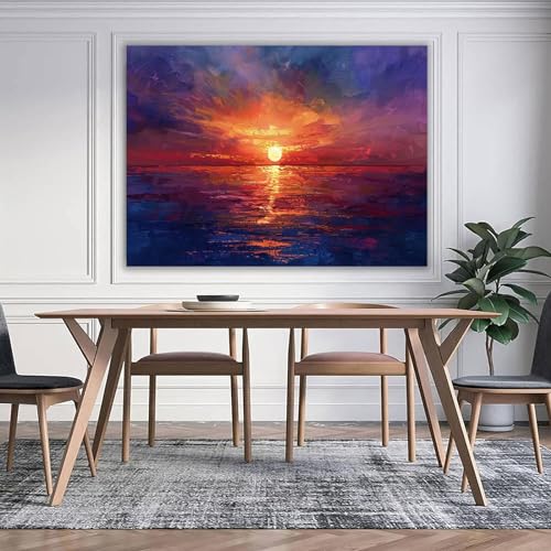 Tableau coucher de soleil 70x100cm en toile intissée sans cadre GFDJKHT