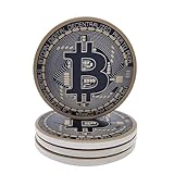 Bitcoin BTC Ceramic Coasters for Drinks Set of 4, Absorbent Cup Coasters with Cork Backing, 4 Inch Cryptocurrency Drink Coaster for Coffee Table, Bar, Home, Office