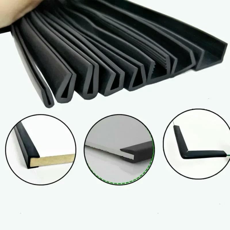 Tira de sellado de borde de goma en forma de U, negra, de 1 a 5 m, para puertas de coche, vidrio y paneles metálicos, borde plano de 10 mm (5 metros)