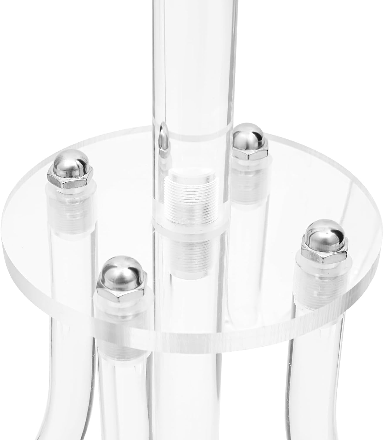 4 Pcs Acrylic Candelabra Centerpieces with Crystal Beaded, 5 Arm Clear Crystal Candlesticks Holder for Wedding, Candelabra Centerpiece Stands with Removable Lampshade for Party
