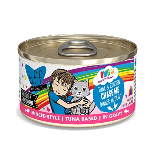 B.F.F. OMG - Best Feline Friend Oh My Gravy!, Tuna & Chicken Chase Me with Tuna & Chicken, 2.8oz Can (Pack of 12)