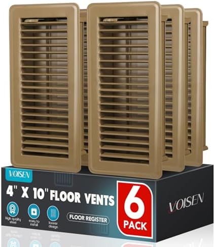 VOISEN Floor Register 4x10, 6 Pack Brown Floor Vent Covers, Heavy...