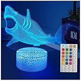 YODAFOOR Megalodon Night Light, Nursery Night Lamp for Kids, 16 Color Changing with Dimmable Remote Control, Toy Shark Gifts for Girls Boys Teen Kids Family, Bedroom Shark Theme Decortive