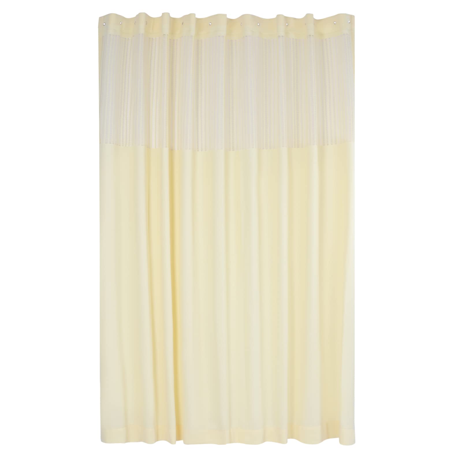 Hospital Curtain, 12ft Wide x 8ft Tall Privacy Curtain Room Divider, Cubicle Curtain with Mesh Top & 24*Hooks, Polyester Flame Retardant Medical Curtain, 1 Panel, Beige