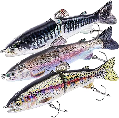 TRUSCEND Easy Catch SwimMax with BKK Hooks, Magic Noisy Wiggling and Vibrating Actions for More Bites, Lifelike Fishing Lures for Bass Trout Walleye Crappie, Strongest Dyneema Fiber Jointed Swimbaits