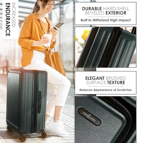 Image of Hard Shell Luggage Sets with Spinner Wheels 4 Piece, Expandable Large Suitcases with TSA Lock, Travel Large Suitcase Set, Green Luggage Set