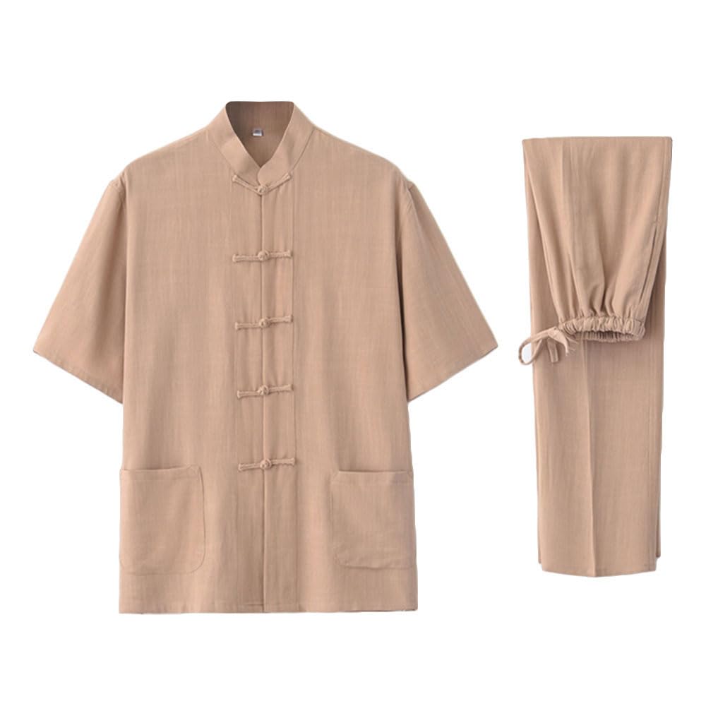 G-LIKE Tai Chi Uniform Clothing - Chinese Qi Gong Martial Arts Wing Chun Shaolin Kung Fu Taekwondo Training Cloths Apparel Clothing Pants (Khaki, XL)