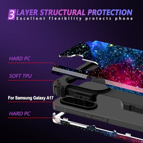 Miqala for Galaxy A17 5G Case,Glow in The Dark Three Layer Heavy Duty Shockproof Full Protection Hard Plastic Bumper+Soft Silicone Protective Case for Samsung Galaxy A17 5G 6.7 inch,Deep Blue by Miqala - Used condition - Image 3