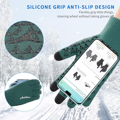 Image of Achiou Winter Gloves, Glove for Men Women, Upgraded Touch Screen Texting Warm Running with Thermal Soft Knit Lining
