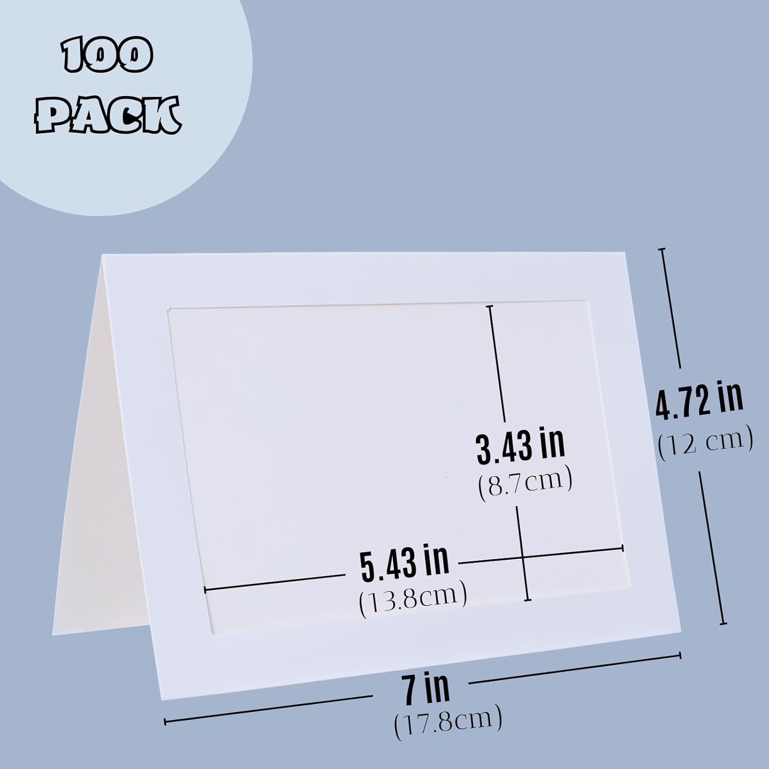 100 Count Photo Frame Cards with Envelopes 4x6 Paper Picture Frame Bulk Cardboard Photo Insert Card Holder for Christmas New Year Wedding Birthday Classroom DIY- White