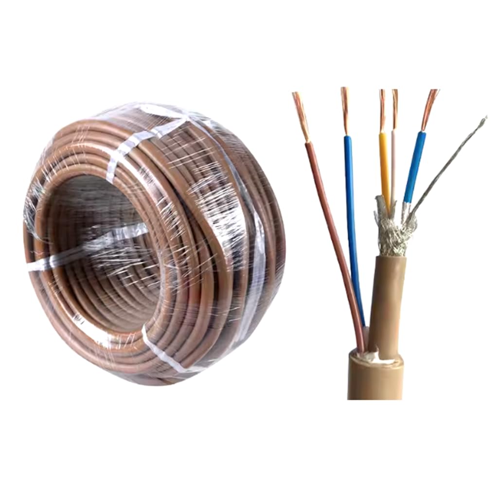 CC Link Communication Cable FANC-110SBH Brown Profibus Cable, Suitable/Compatible with CCNC-SB110H (FANC-110SBH+PW (5-Core, with Power Cord), 10 Meters)