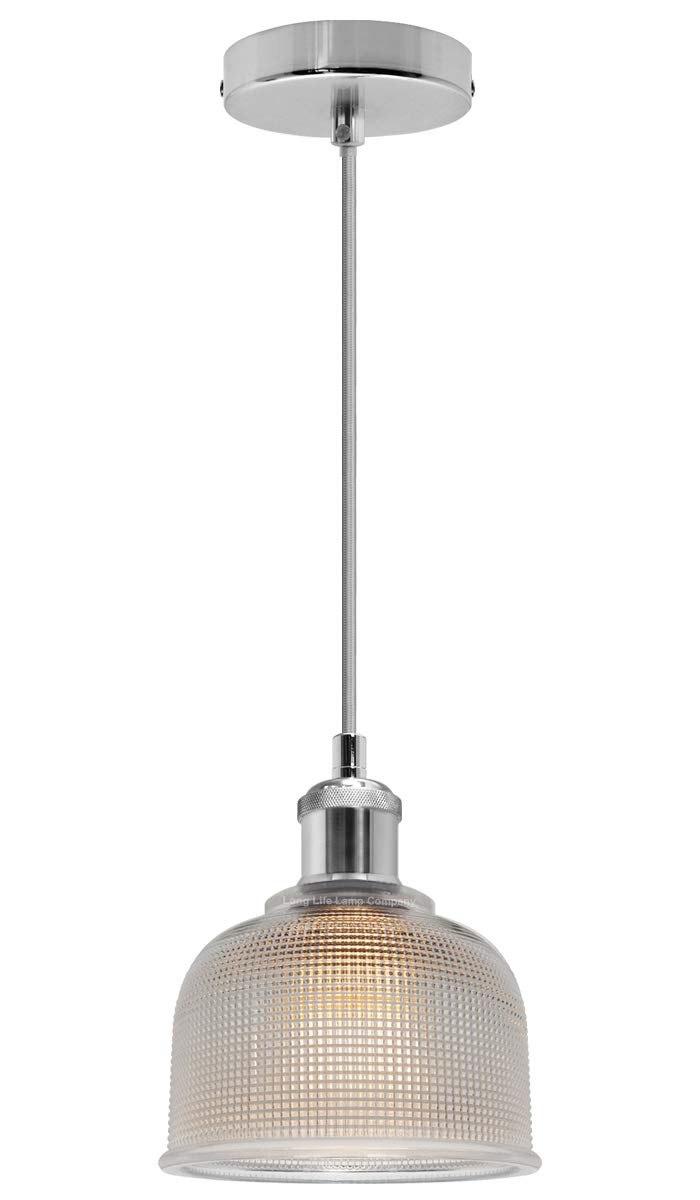 Long Life Lamp Company Light Vintage Pendant Chrome Pattern Glass Ceiling Lamp Shade Retro Industrial M0087f