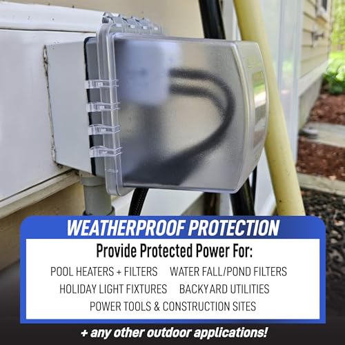 Image of Sealproof 1-Gang Extra Deep Weatherproof in Use Outdoor Duplex Outlet Cover with Box Kit, Lockable, UL Extra Duty Compliant, 18 Configurations