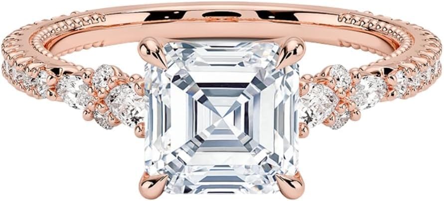 1-3 CT Asscher Cut Colorless VVS1 Moissanite Engagement Ring for Women | Nature-Inspired Bridal Ring | 10K, 14K, 18K Solid Gold & 925 Sterling Silver | Valentine Gift