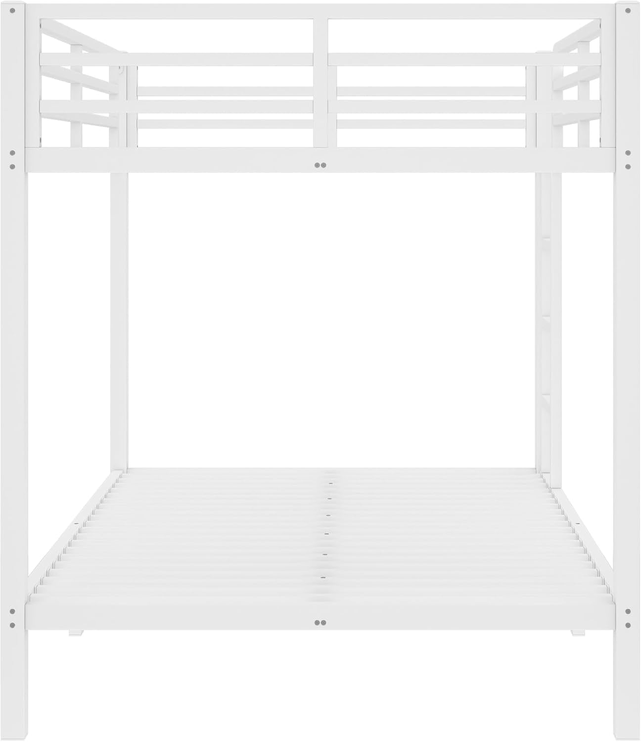 Bellemave Metal Twin Over Full Bunk Bed for Teens & Adults, Heavy Duty Steel Bunk Bed Frame with Ladder & Full-Length Guardrails, Noise-Free, No Box Spring Needed, Space-Saving Bunk Bed （White） - Image 6