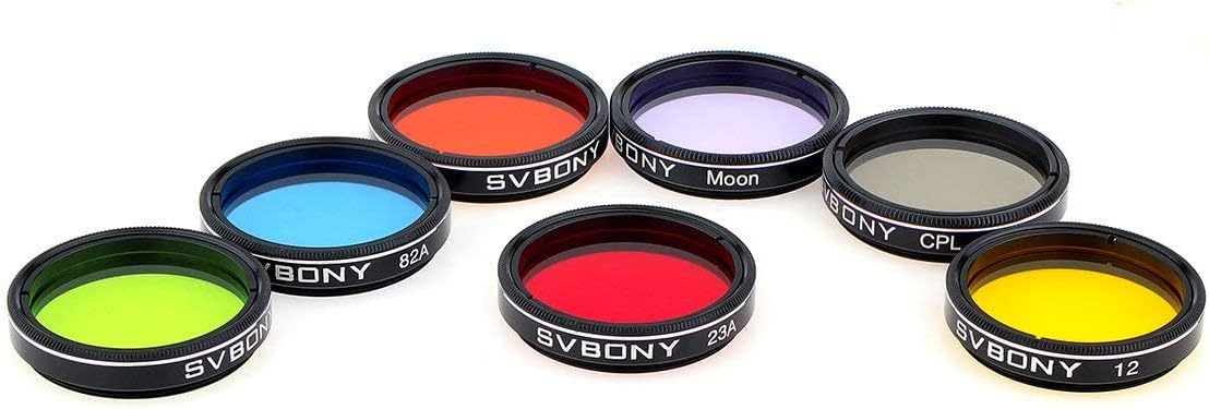 SVBONY Telescope Filter 1.25 inches Moon Filter CPL Filter, for Enhance Lunar Planetary Views Reduces Light Pollution, Bundle with SV133 Filter Wheel Multiple 5 Position Filter Wheel