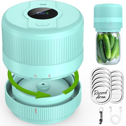Wothfav Vakuumierer für Gläser | Elektrisches Mason Jar Vakuum Sealer für Breite und Normale Öffnung | Tragbares Vakuumiergerät für Gläser | Geschenke für Sie, Mama, Oma, Türkis