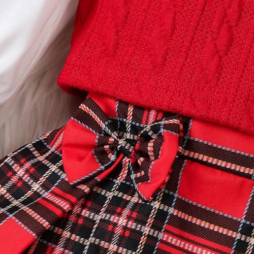 Chuyuku Baby Girl Fall Clothes 6-24 Months Puff Sleeve Blouse+Tartan Pleated Skirt+Vest Set thumb #6