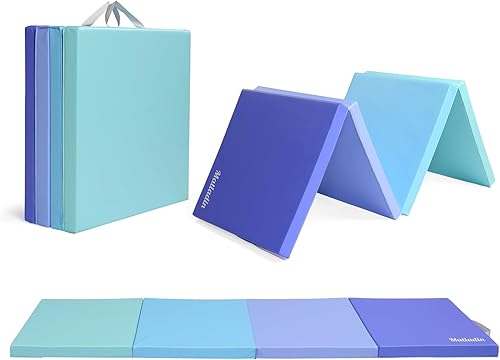 Miniatura 8 de Colchoneta plegable de 8 pies para gimnasia, gimnasio, ejercicios aeróbicos, 8 x 2 x 2 pulgadas, alfombrillas de piel sintética para estirar, yoga,