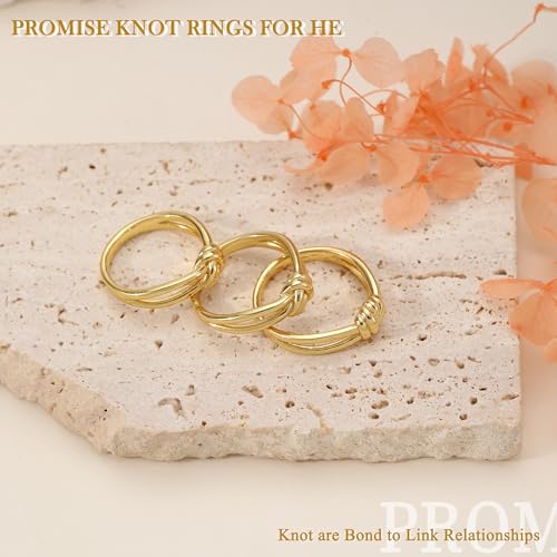 Gold Rings for Women Dainty 14K Gold Plated Rings Non Tarnish Simple Knot Promise Ring Waterproof Trendy Jewelry Birthday Gifts for Her Size 5-104