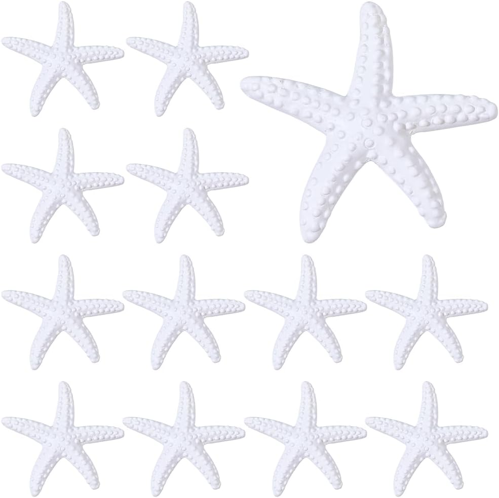 1 Box 30Pcs Resin Starfish Decor White Decorative Starfish Bulk 1.6 Inch Faux Summer Beach Ocean Animal Decoration for Wedding Home Party Indoor Decor and DIY Craft Project Supplies Adults