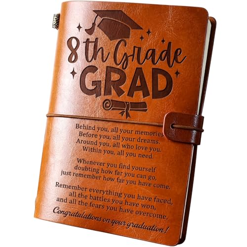Eaasty 8th Grade Graduation Gifts Leather Journal 140 Page Refillable Journal 8th Grade Graduation Inspirational Notebook Grad Gift for Class of 2026 High School Her Him Women Men