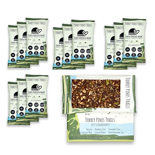 San Diego Bar | Raw, Vegan, Gluten & Soy Free Nutrition Meal Bar with No Added Sugars - 10g Protein from Only 6 All Natural Whole Food Ingredients. Torrey Pines Trails Pumpkin + Sunflower Seeds Nut Free ( 2.22 Oz Energy Bars, 12 Pack)