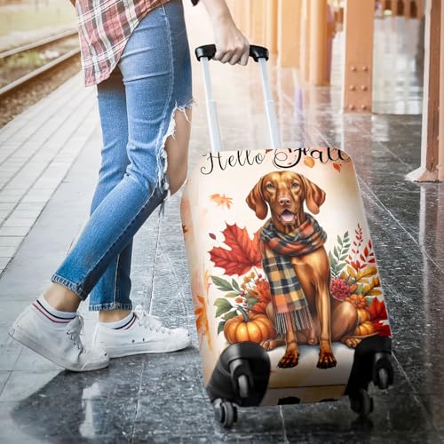 Hello Fall Vizsla Scarf Welcome Autumn with Leaves Pumpkins Travel Luggage Cover Vizslas Dog Lover Gifts Idea Suitcase Dust Protective Decor - 000113