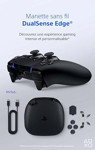 Playstation Sony, Manette 5 DualSense Edge, Sans Fil, Touches Arrière & Joysticks Interchangeables, Gâchettes Réglables, Profils Personnalisables, Compatible PS5/PC, Couleur : Noire - 2