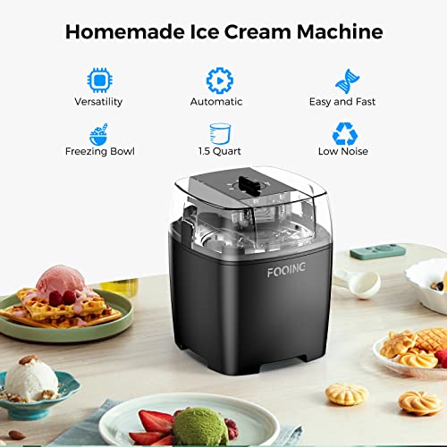 FOOING Ice Cream Makers Countertop, Homemade Ice Cream Machine, 1.5