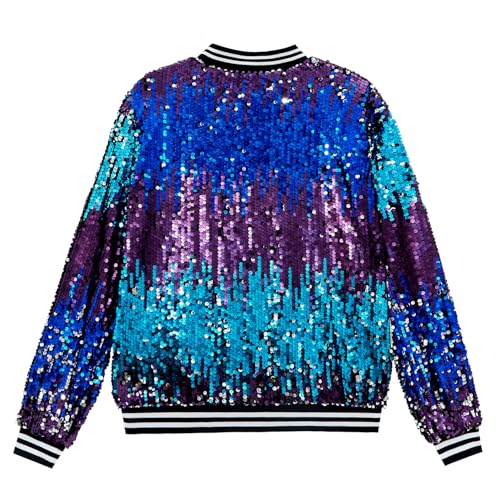 Image of YIYI Mens Sequin Jacket Bomber Sparkly Striped Varsity Glitter Jacket Male Party Outwear Coat Birthday Holiday Clothes