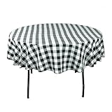 LinenTablecloth 70-Inch Round Polyester Tablecloth Black & White Checker