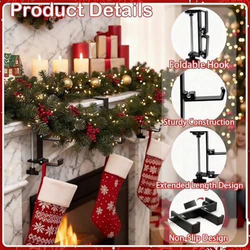 Supports de chaussettes de Noël sans perçage pour meuble et cheminée - 7