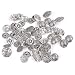 Souarts Mixed Antique Silver Color Pattern Engraved Metal Buttons Pack of 50pcs