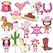36Pcs Cowgirl Cupcake Toppers Western Theme Cake Decorations Pink Cowgirl Cupcake Toppers for Western Cowgirls Birthday Party Baby Shower Supplies