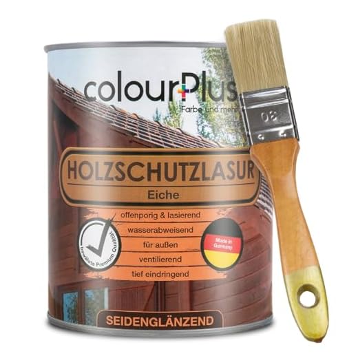 colourPlus® Holzschutzlasur (750ml, Eiche) seidenglänzende Holzlasur Außen- Holz Grundierung - Holz Lasur - Holzlasur Aussen - Made in Germany