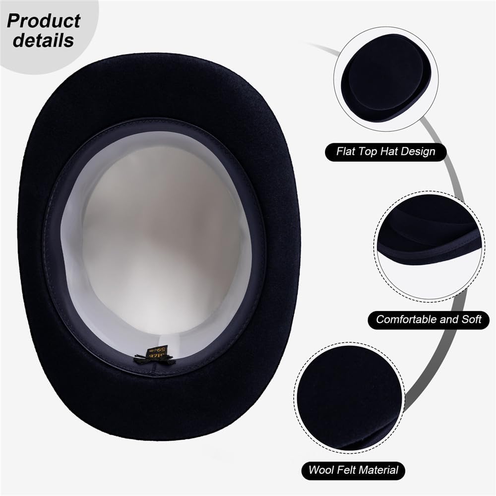 Wool Felt Top Hat Victorian Mad Hatter 6" Magic Hat Gentlemen Performing Jazz Caps Rock Hat for Men Women Gift - Image 3