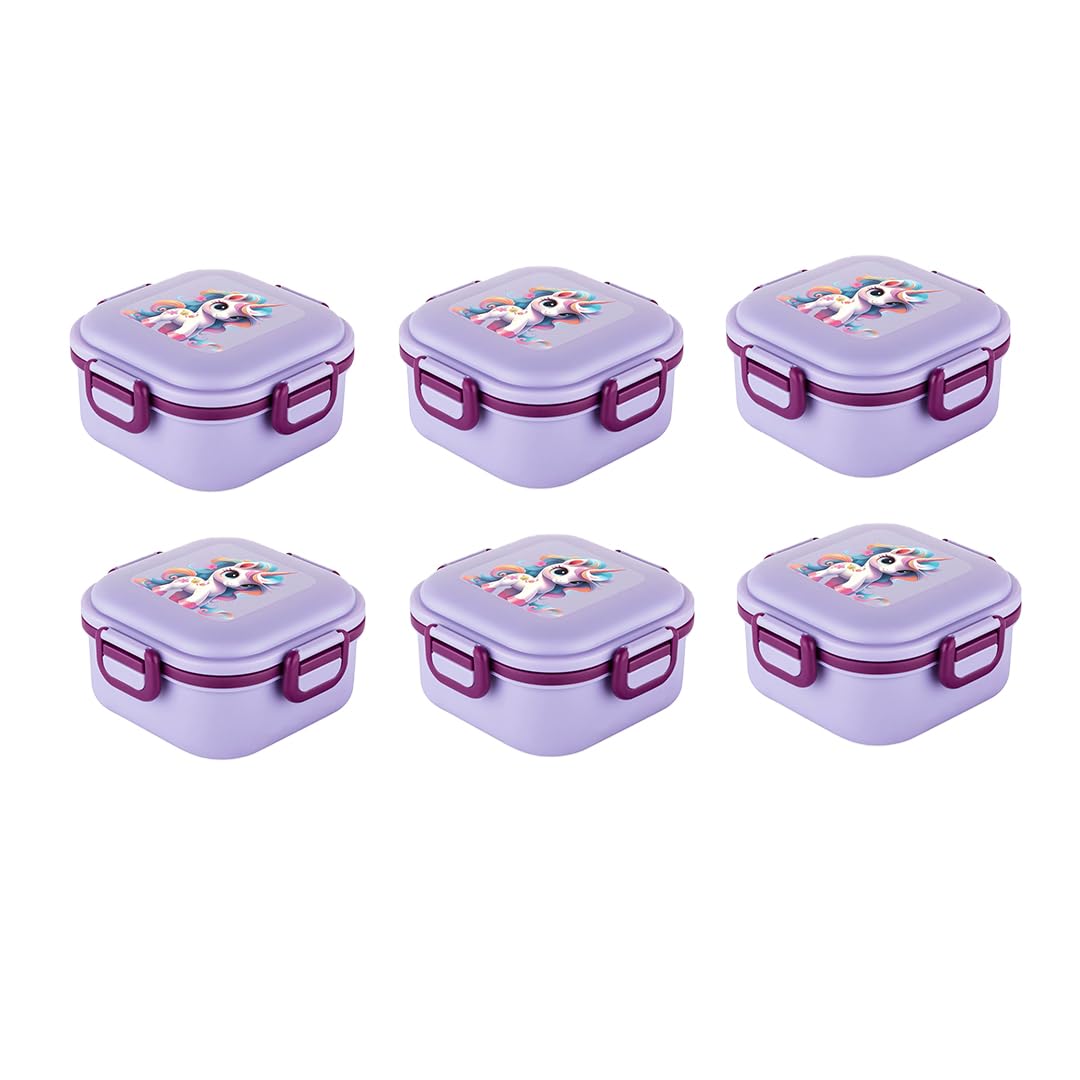 ATTRO Quick Bite Unicorn Magic Lunch Box Box with 3 Compartment Fork & Spoon BPA Free Food Grade Ideal for Kids School, 