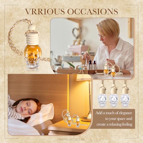 Image of BBTO 50 Pcs Hanging Car Freshener Car Diffuser Bottles Empty Glass Perfume Bottle Freshener Diffuser Bottle Pendant for Essential Oil Fragrance Aromatherapy Ornament (Clear)