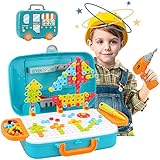 Contruction Drill Toy Trendy Bits - 310 Pieces Creative Mosaic Drill Set for Kids Electric Drill...