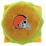 NFL Cleveland Browns Cheese Burger Plush Dog & CAT Squeak Toy - Cutest Stadium HAMBERGER Snack Plush Toy for Dogs & Cats with Inner Squeaker & Beautiful Football Team
