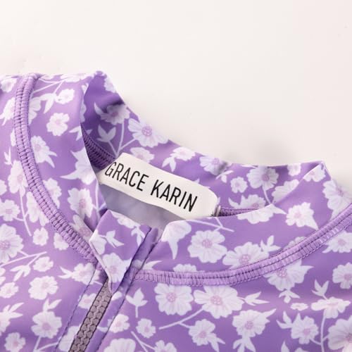 Image of GRACE KARIN Girls One Piece Swimsuits Long Sleeve Bathing Suits Swimwear 5-14Y