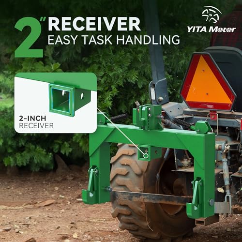 Image of YITAMOTOR 3 Point Quick Hitch for Category 1 Tractor, 3000 lbs 3-Pt Attachment with 2 inch Receiver Trailer Hitch Adaptation with 5 Level Adjustable Bolt