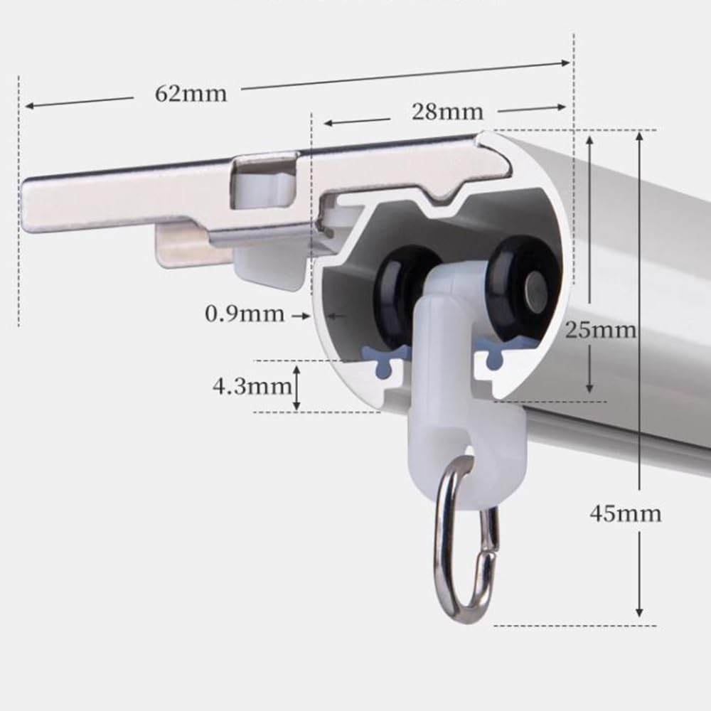 Système de tringle à rideaux en alliage d'aluminium - Fixation plafond et mur de 1,3 m pour séparation de pièce, tringles à rideaux, installation facile pour les espaces intérieurs de la mai
