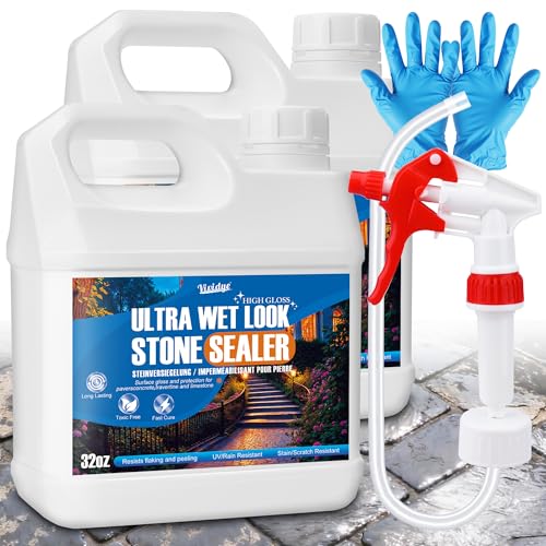 Wet Look Stone Sealer with Sprayer - 64oz Water-Based Concrete