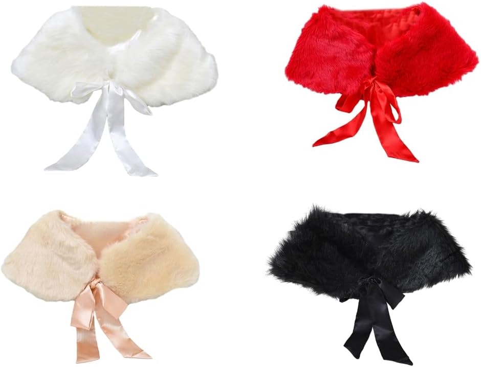Scarf, Elegant Plush Shawl Cape for 3-10 Girls Adjustable Shoulder Wrap for Cosplay