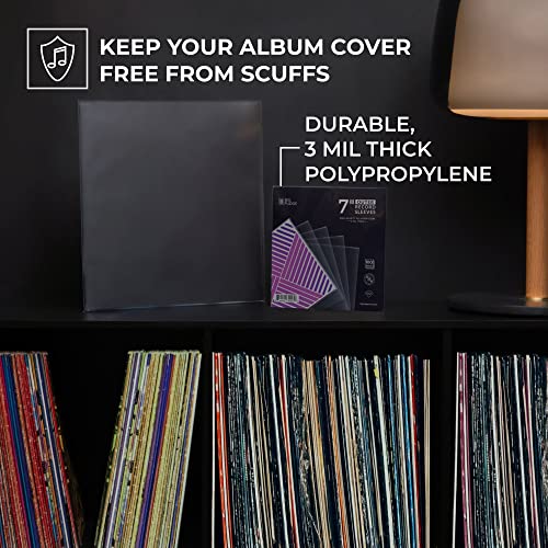 Big Fudge 100X Vinyl Record Outer Sleeves 7 Inch | Durable & Wrinkle-Free | Crystal Clear & Made From High-Density Polypropylene | Best Vinyl Covers For Lps & Singles | 3 Mil Thick, 7.42" X 7.42 #TOP2