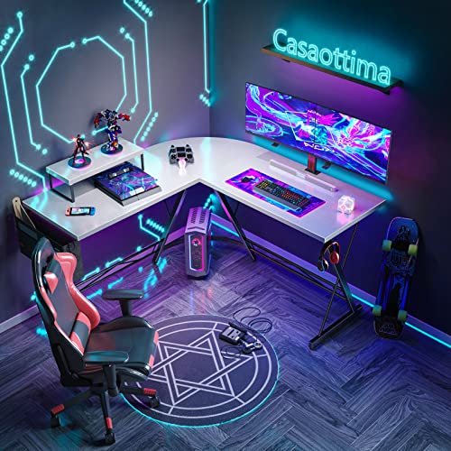 Casaottima L Shaped Gaming Desk, Home Office Desk With Round Corner, Computer Desk With Large Monitor Stand Desk Workstation #TOP3