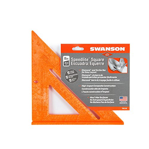 Swanson Tool Co T0118 8 Inch Orange Composite Speedlite Speed Square Layout Tool, Made Of High Impact Polystyrene #TOP1