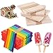 YOUYIKE® 400pcs 11.4cm bâtons de bois colorés naturels, Bois Bâtons de Popsicle Glace，Bâtons de bois bricolage,idéal pour l'artisanat fait à la main et la maison bricolage Creative Designs.
